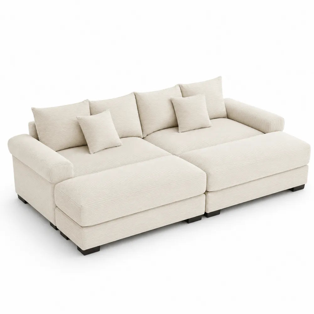 Ecksofa Cord Beige