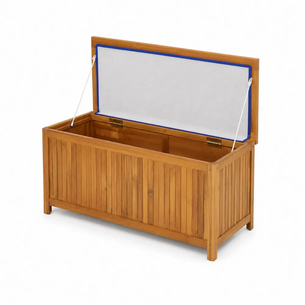 Rechteckige Aufbewahrungsbox aus Akazienholz mit Klappdeckel, Braun