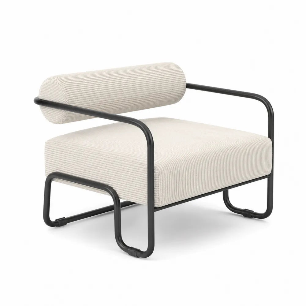 Sessel Cordstoff Metallrahmen Beige