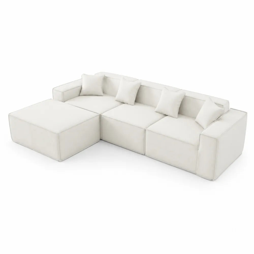 Ecksofa Set Weiß L-Form Mikrofaser