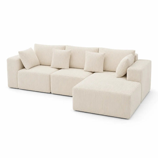Cord-Ecksofa Beige 300 cm