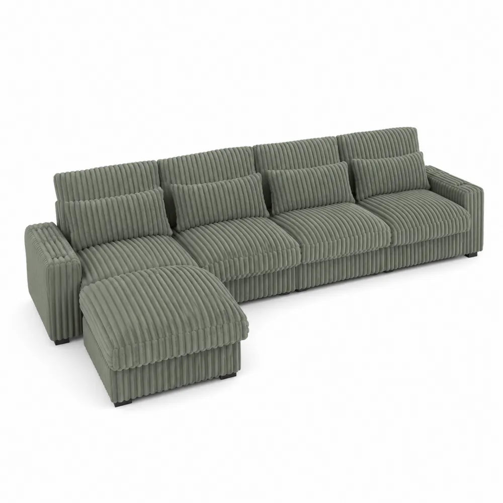 Ecksofa aus Cordstoff Grün