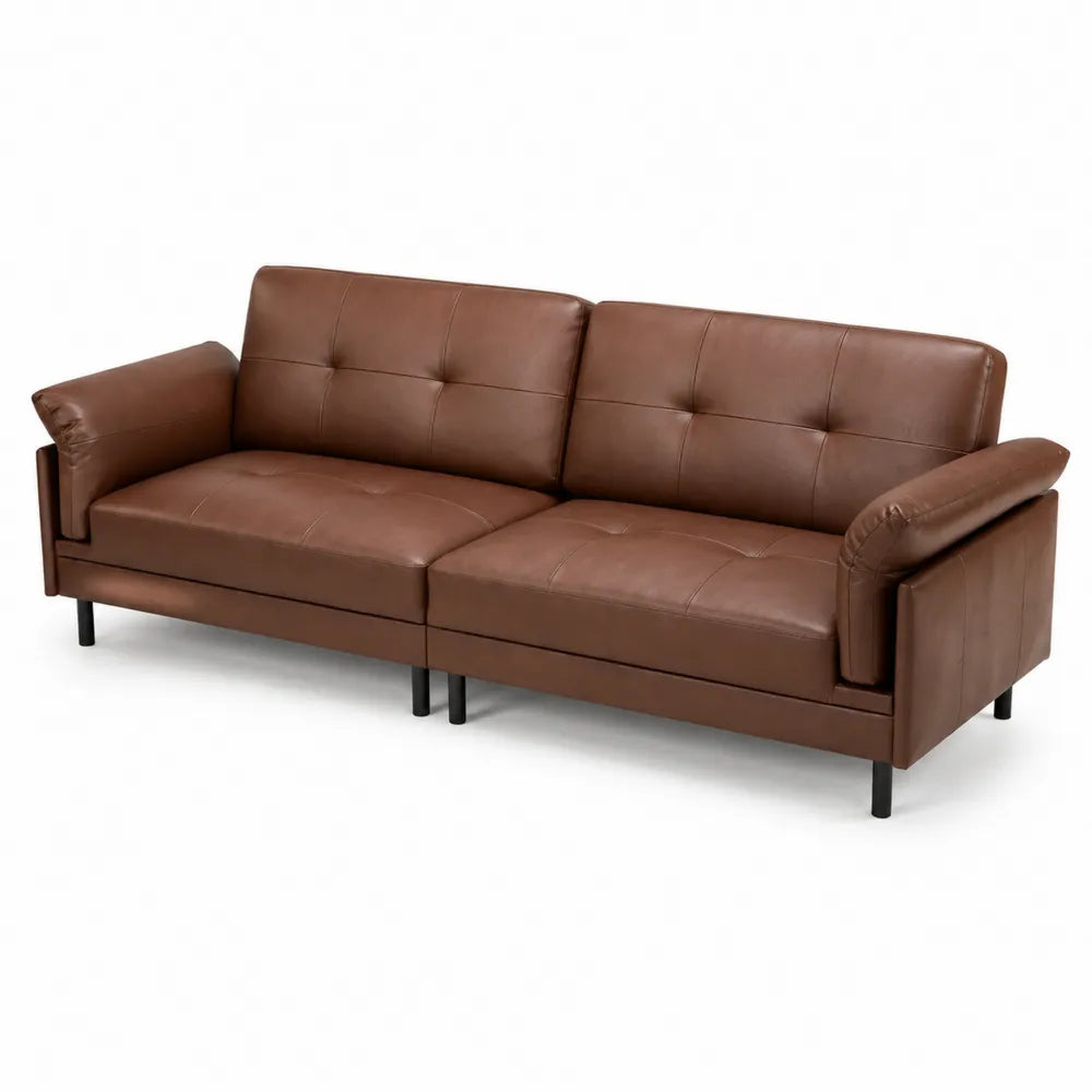 3-Sitzer Sofa Braun Kunstleder 200x85x80cm