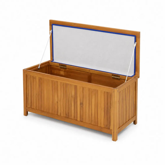 Rechteckige Aufbewahrungsbox aus Akazienholz mit Klappdeckel, Braun