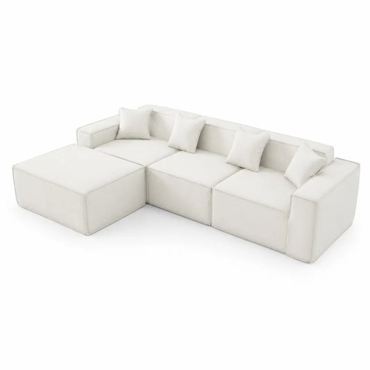 Ecksofa Set Weiß L-Form Mikrofaser